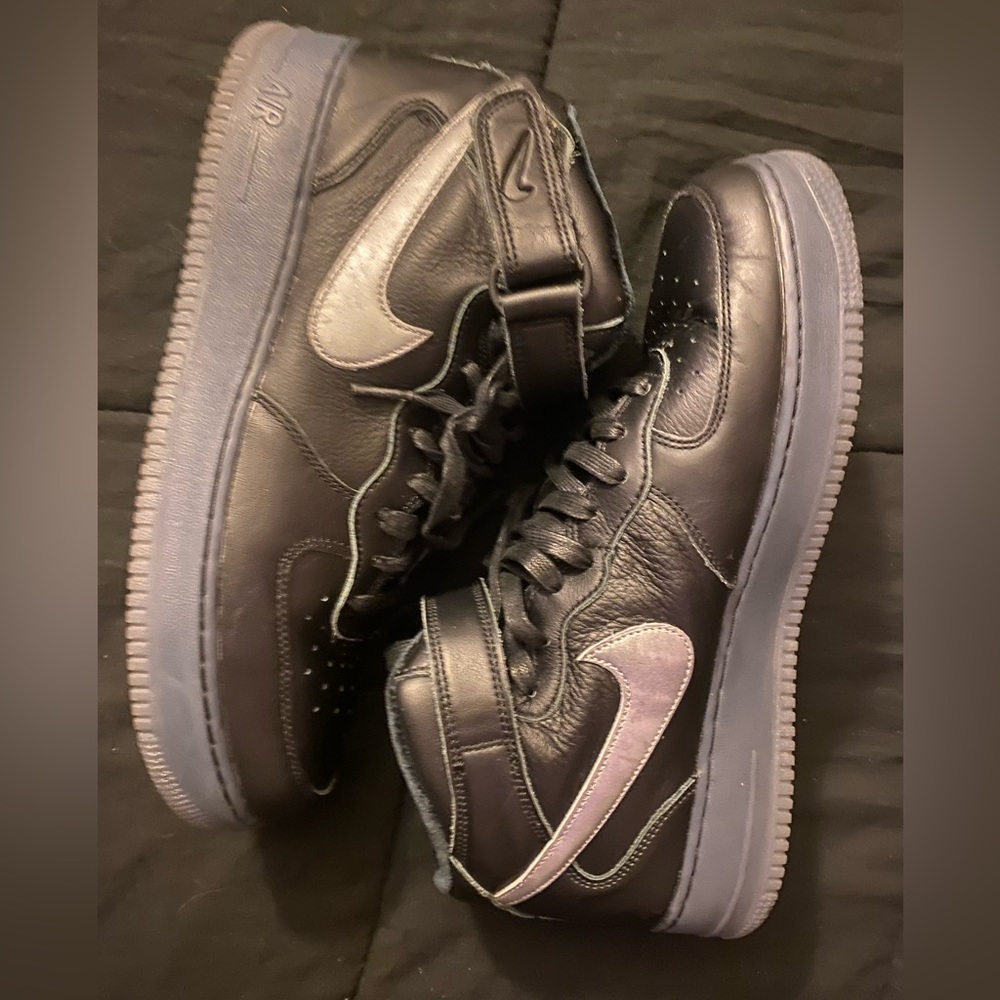 Black Leather Air Force High Tops